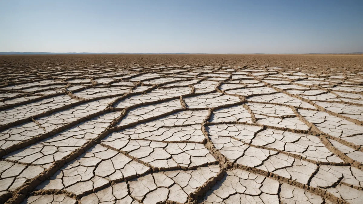 Saline soil crust on agricultural land